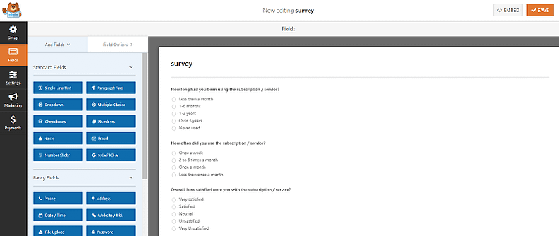 WPForms surveys
